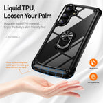For Samsung Galaxy S24+ Cell Phone Case Anti-scratch PC+TPU Metal Ring Kickstand Protective Cover