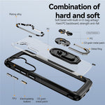 For Samsung Galaxy S24+ Cell Phone Case Anti-scratch PC+TPU Metal Ring Kickstand Protective Cover