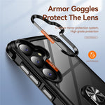 For Samsung Galaxy S24+ Cell Phone Case Anti-scratch PC+TPU Metal Ring Kickstand Protective Cover