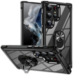 For Samsung Galaxy S24 Ultra Case Drop-proof PC+TPU Metal Ring Kickstand Phone Back Shell