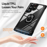 For Samsung Galaxy S24 Ultra Case Drop-proof PC+TPU Metal Ring Kickstand Phone Back Shell