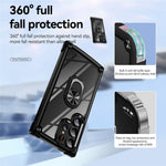 For Samsung Galaxy S24 Ultra Case Drop-proof PC+TPU Metal Ring Kickstand Phone Back Shell