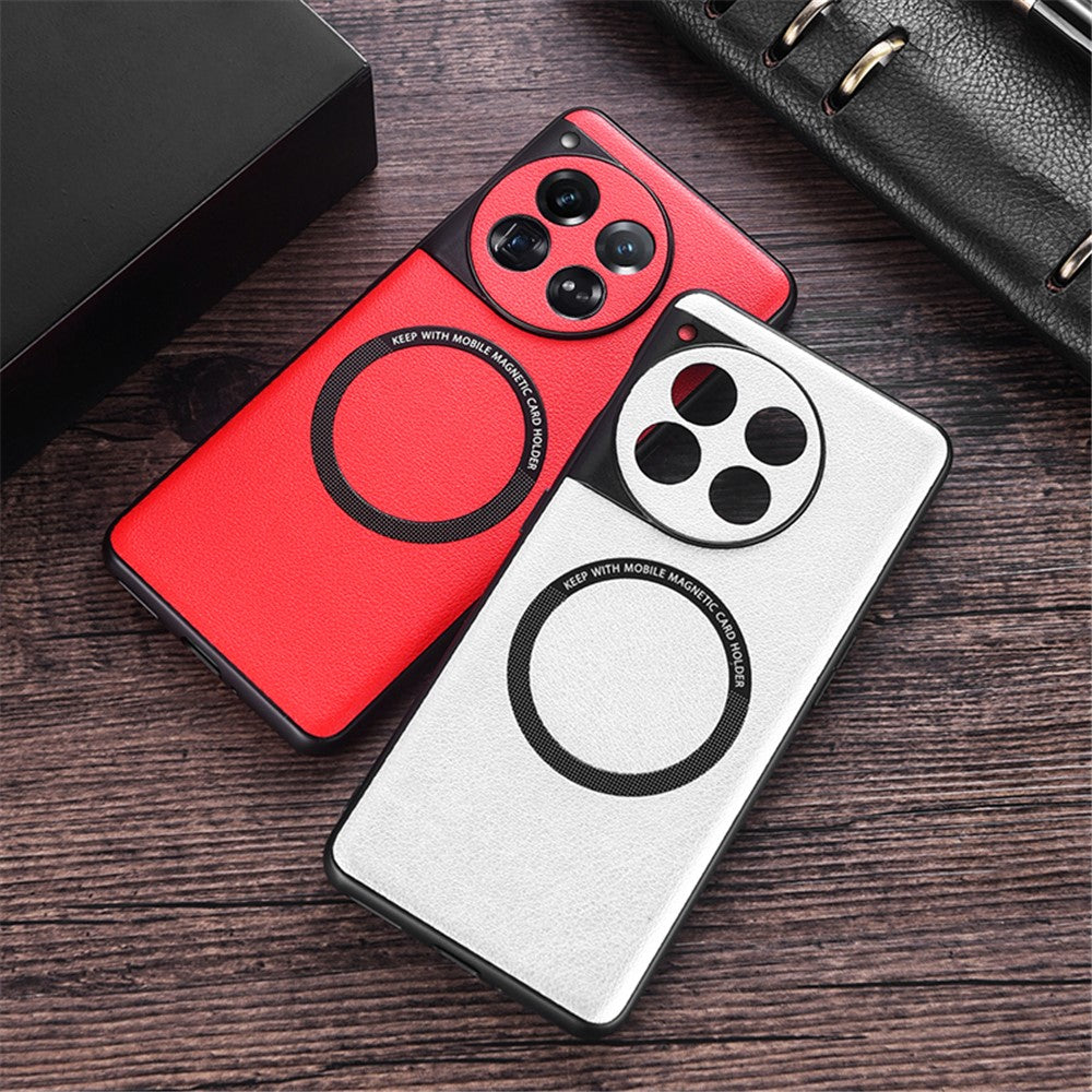 For OnePlus 12 5G Case PU Leather+TPU Phone Back Cover Magnetic Case