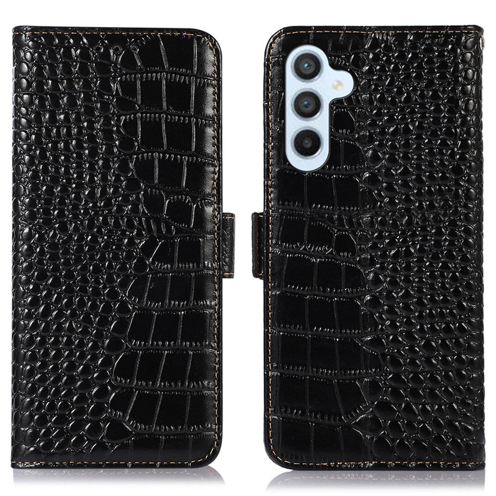 For Samsung Galaxy A35 5G Case with Card Holder Genuine Cow Leather RFID Blocking Cover