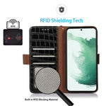 For Samsung Galaxy A35 5G Case with Card Holder Genuine Cow Leather RFID Blocking Cover
