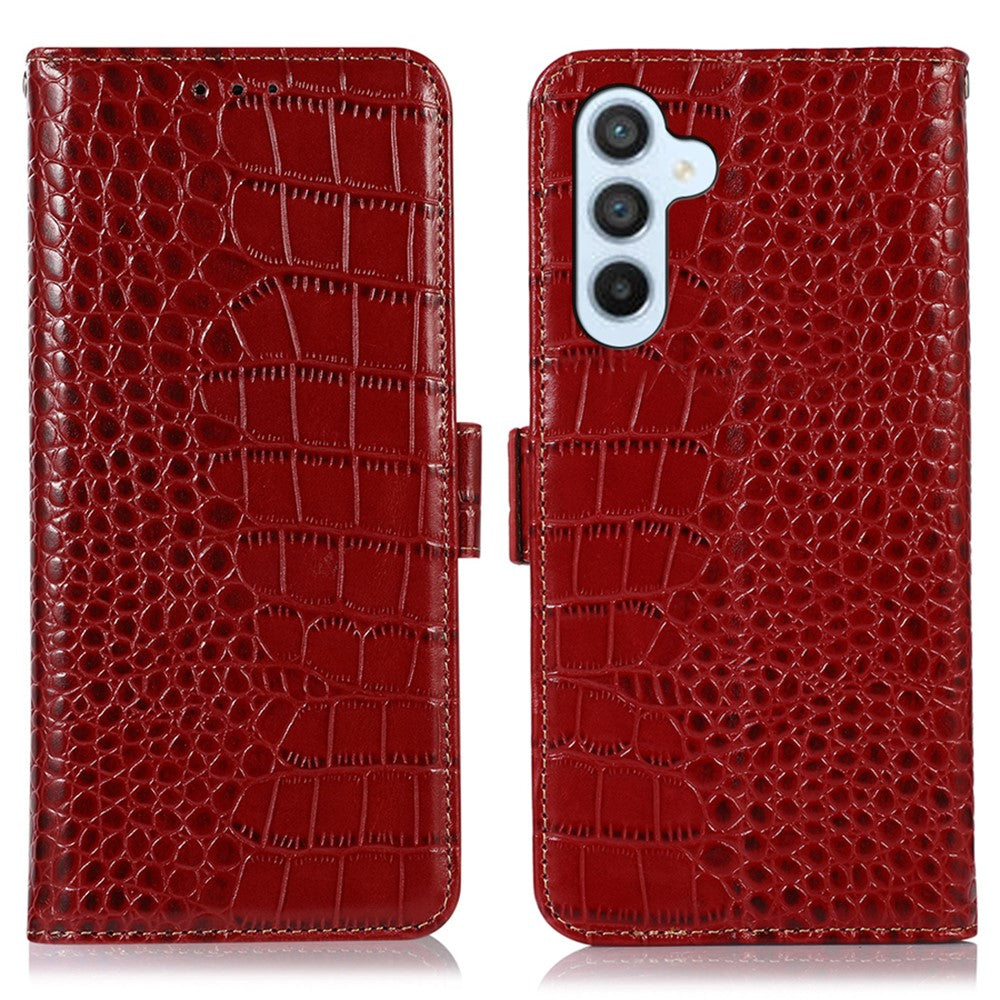For Samsung Galaxy A35 5G Case with Card Holder Genuine Cow Leather RFID Blocking Cover