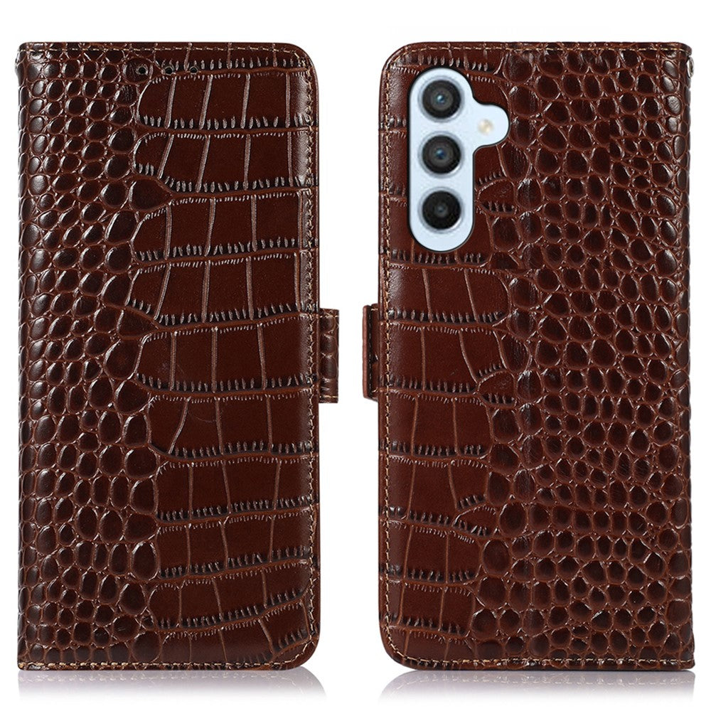 For Samsung Galaxy A35 5G Case with Card Holder Genuine Cow Leather RFID Blocking Cover