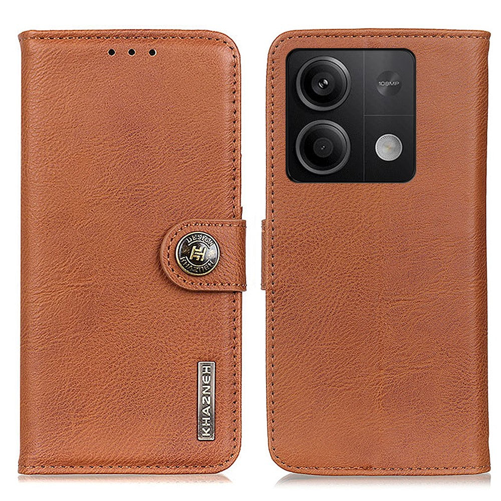 KHAZNEH For Xiaomi Redmi Note 13 5G Cowhide Texture Case Leather Phone Wallet Cover