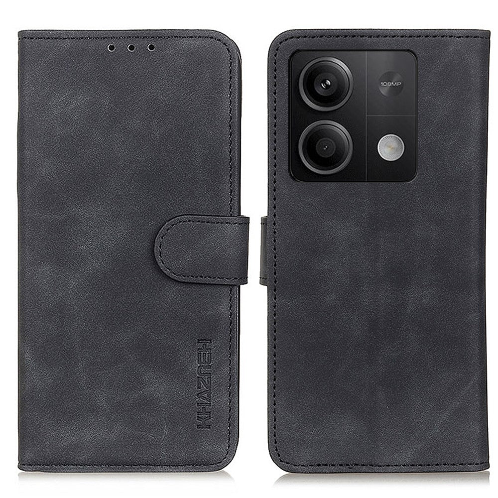 KHAZNEH For Xiaomi Redmi Note 13 5G Case Retro PU Leather Smart Phone Stand Cover