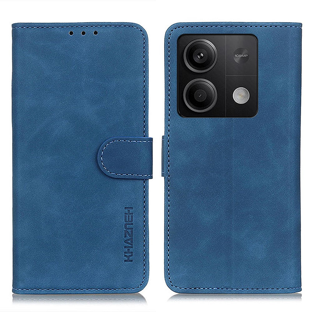 KHAZNEH Skal För Xiaomi Redmi Note 13 5G Retro PU Läder Smartmobil Stativfodral