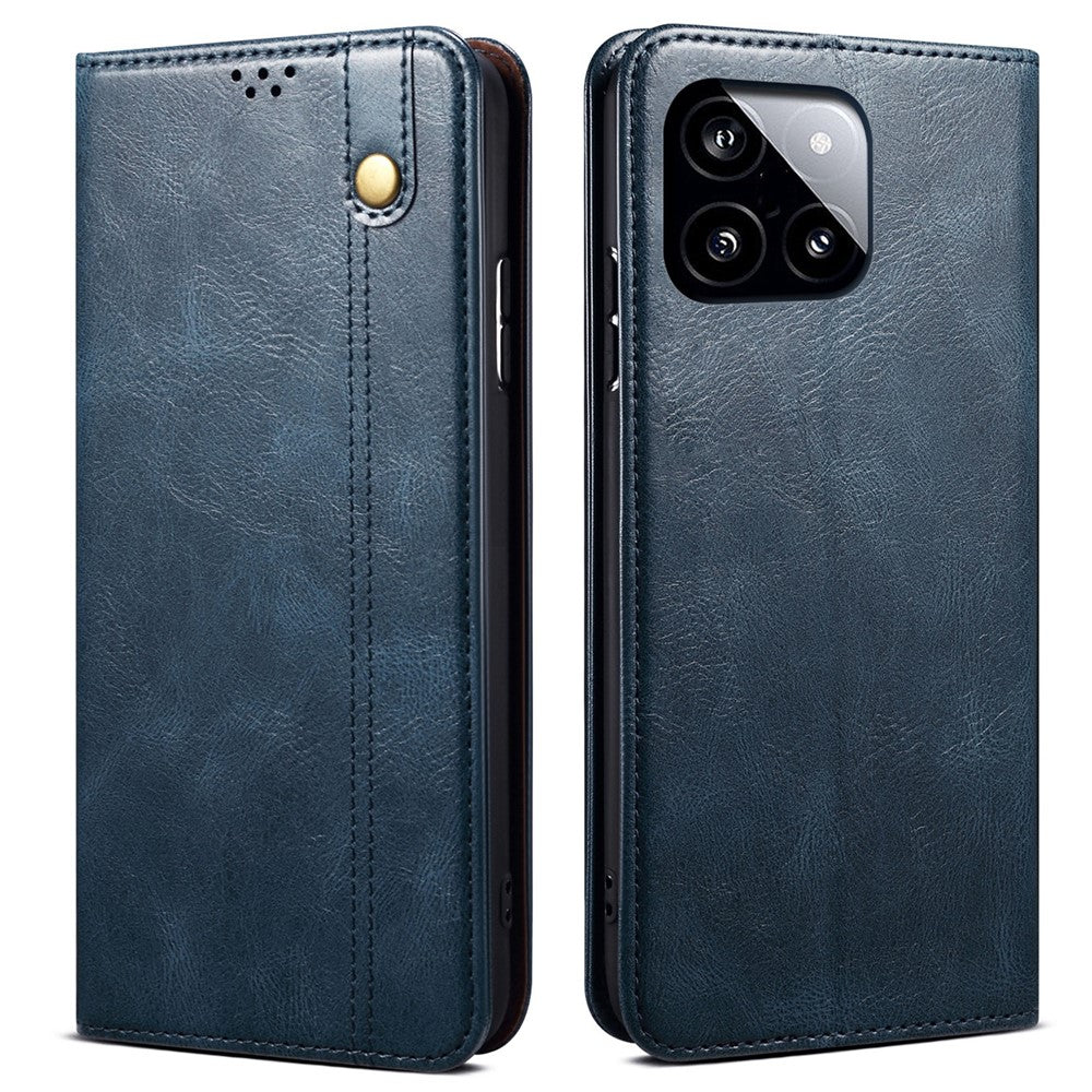 For Xiaomi Redmi K70E 5G / Poco X6 Pro 5G Leather Case Wallet Waxy Crazy Horse Texture Stand Cover