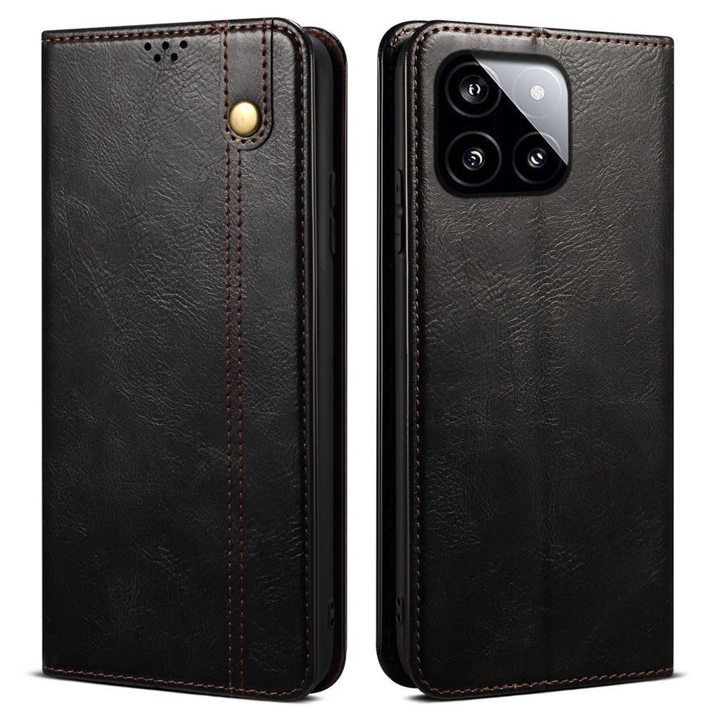 For Xiaomi Redmi K70E 5G / Poco X6 Pro 5G Leather Case Wallet Waxy Crazy Horse Texture Stand Cover