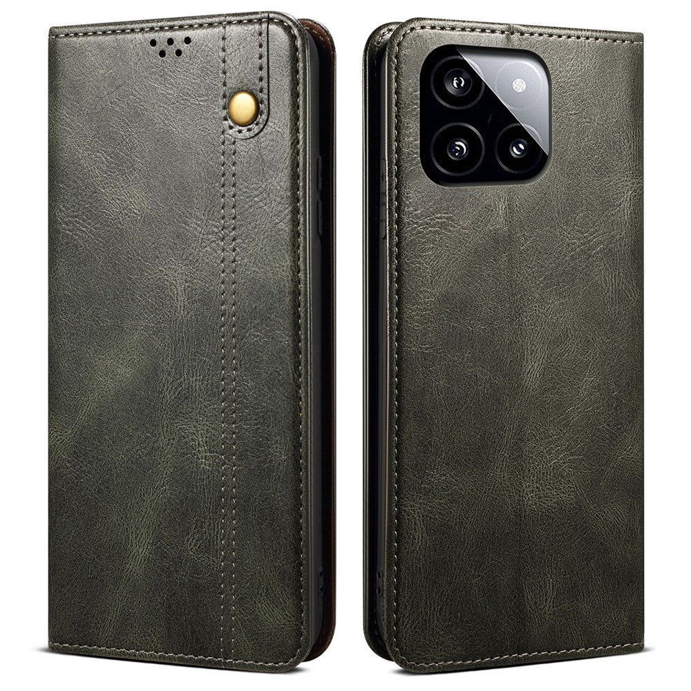 For Xiaomi Redmi K70E 5G / Poco X6 Pro 5G Leather Case Wallet Waxy Crazy Horse Texture Stand Cover
