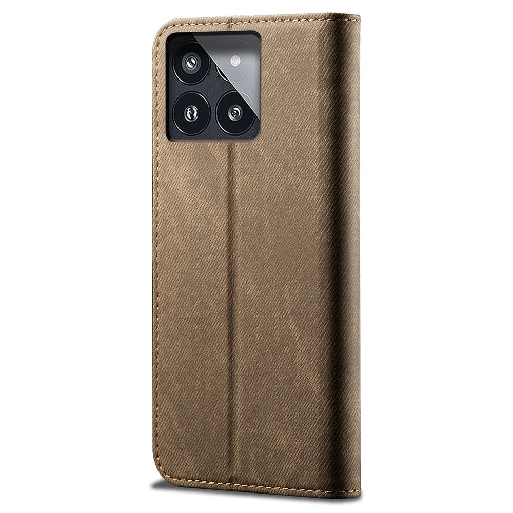 For Xiaomi Redmi K70E 5G / Poco X6 Pro 5G Leather Case Wallet Jeans Cloth Texture Phone Protective Cover