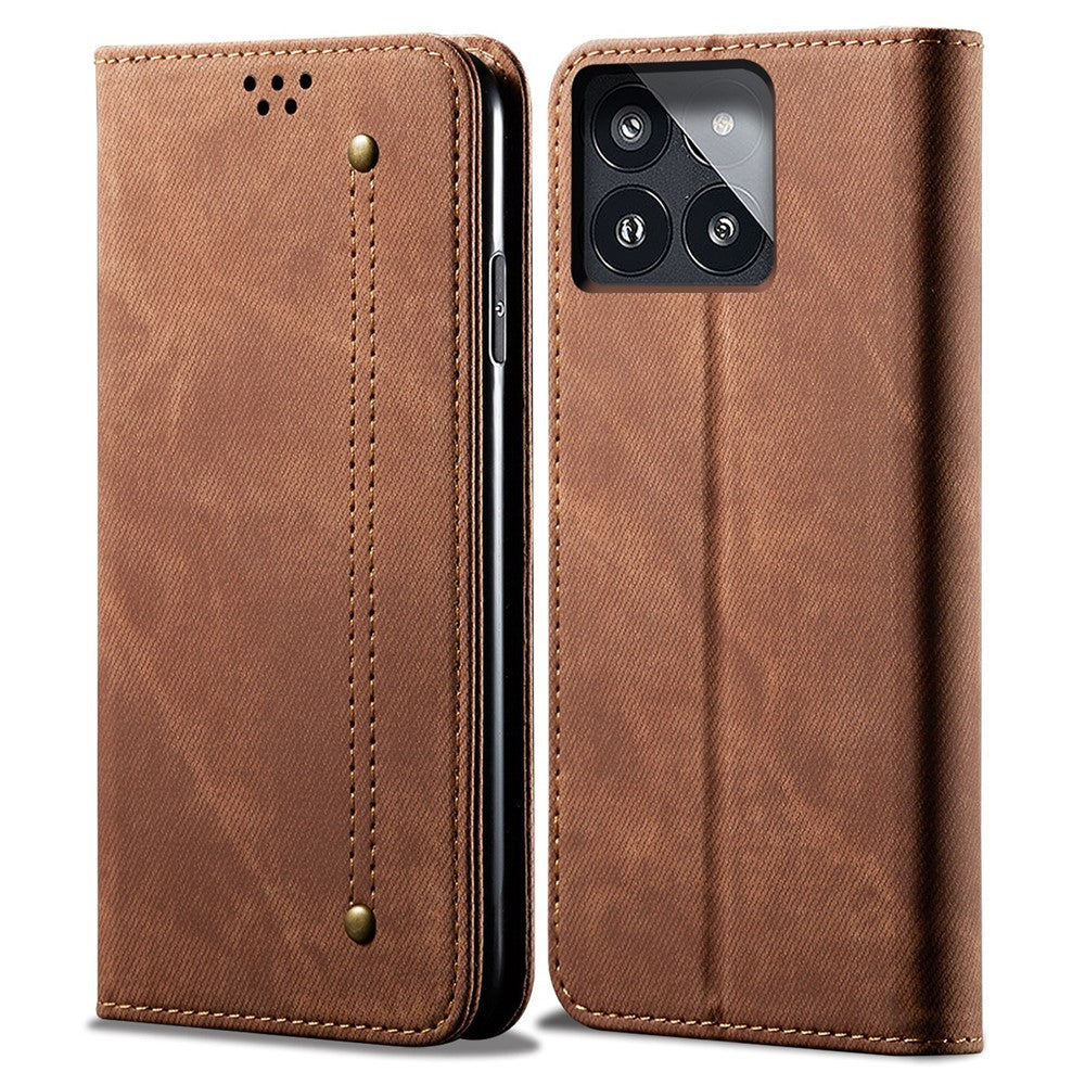 For Xiaomi Redmi K70E 5G / Poco X6 Pro 5G Leather Case Wallet Jeans Cloth Texture Phone Protective Cover