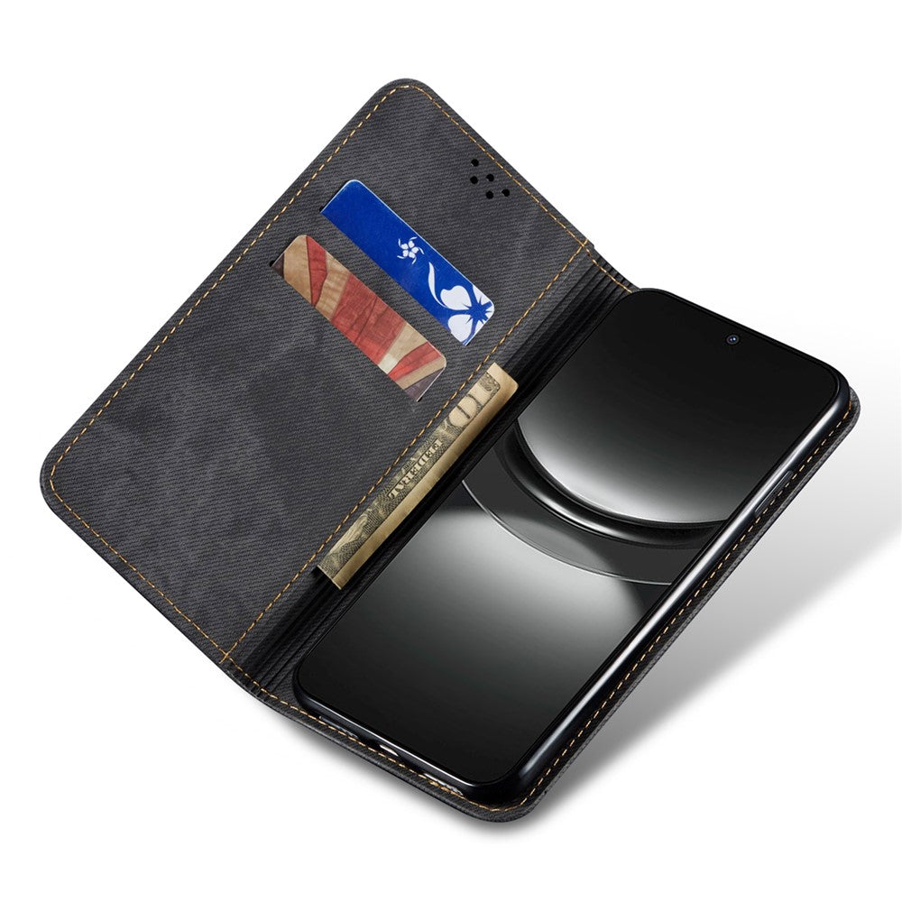 For Huawei nova 12 5G Case with Wallet Jeans Cloth Texture PU Leather Phone Cover Protector