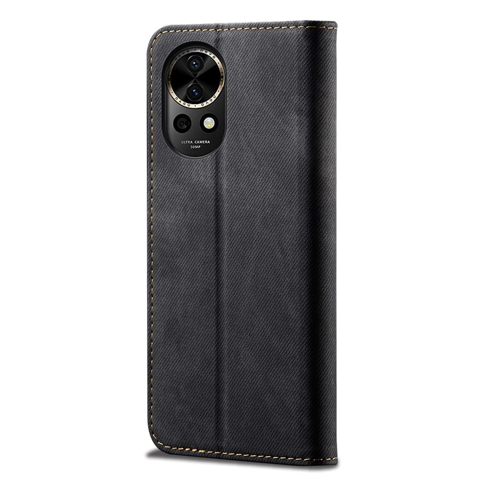 For Huawei nova 12 5G Case with Wallet Jeans Cloth Texture PU Leather Phone Cover Protector