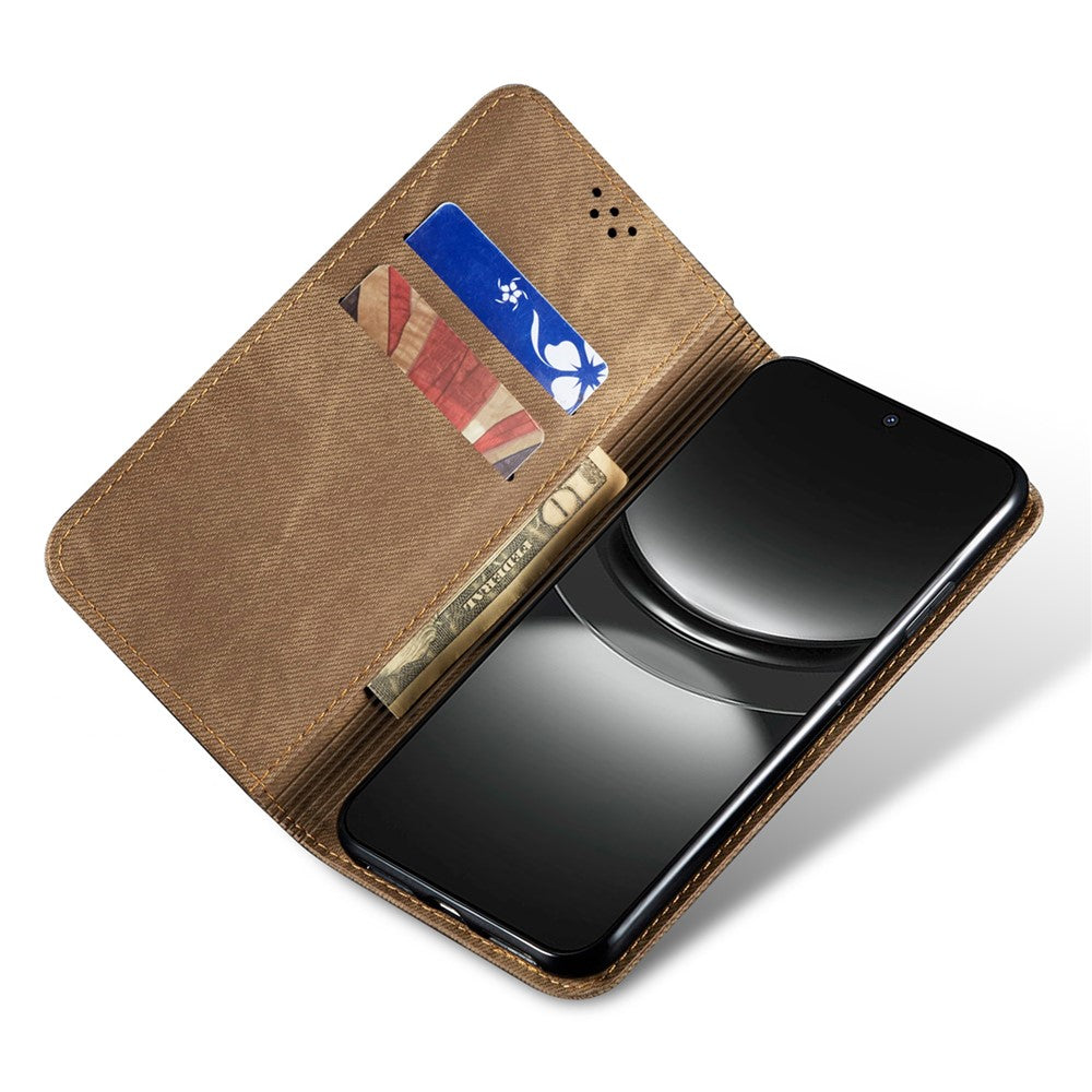 Huawei Nova 12 Pro 5G / Nova 12 Ultra 5G-cover med kortholder, pung, denimstof, PU-læder og stativ
