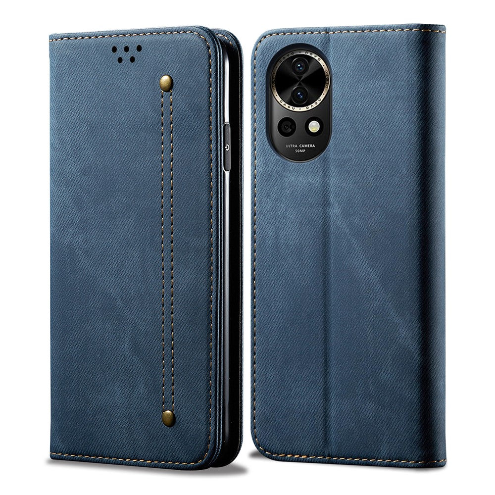 Huawei Nova 12 Pro 5G / Nova 12 Ultra 5G-cover med kortholder, pung, denimstof, PU-læder og stativ