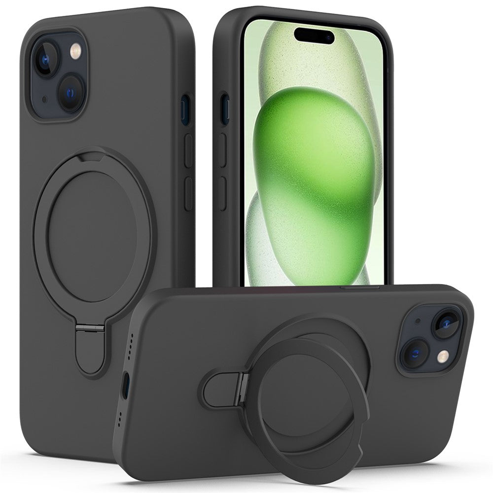 For iPhone 15 Magnetic Phone Case Ring Holder Kickstand Back Cover