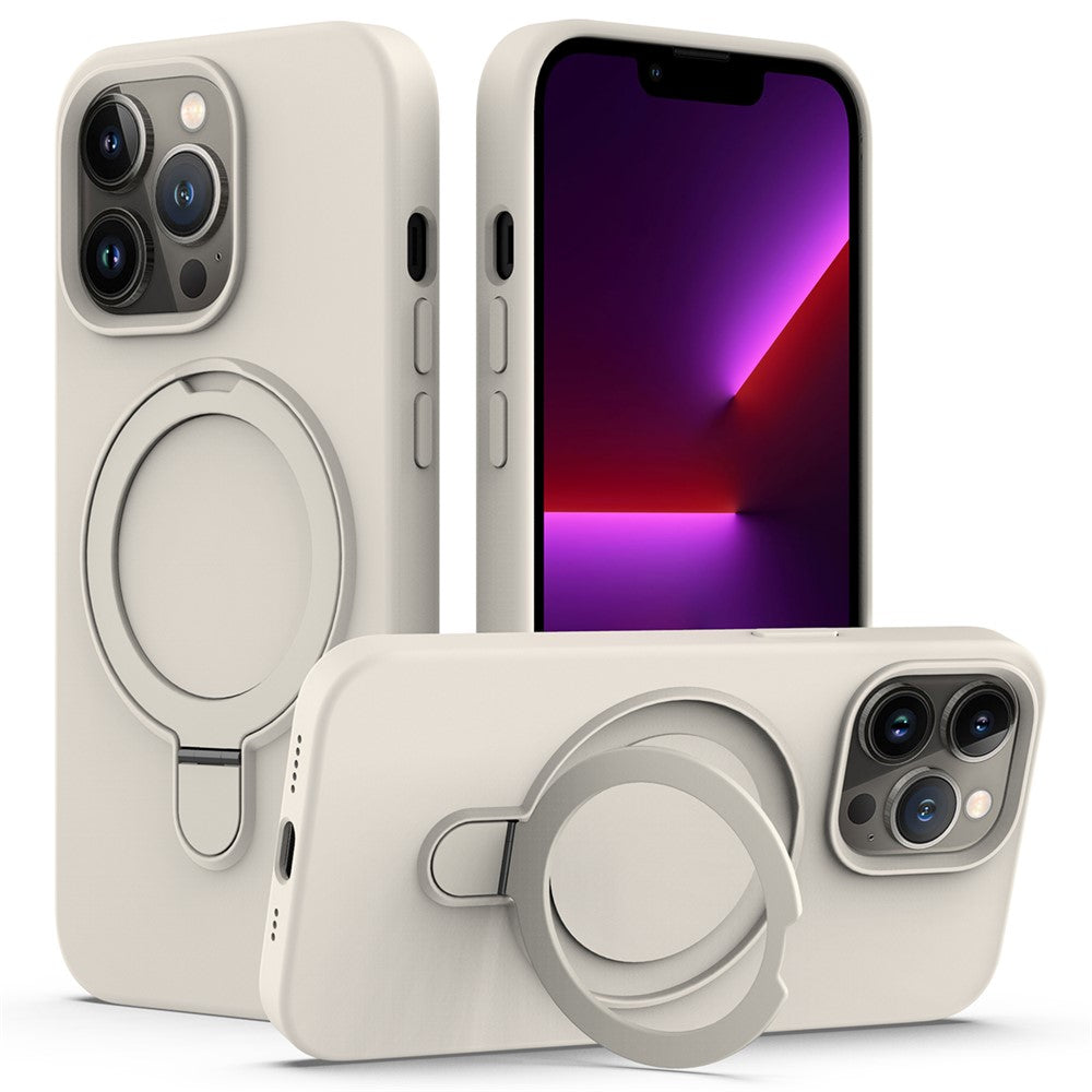 Magnetiskt skal för iPhone 13 Pro Max, ringstativ, PC + silikonmobilskal