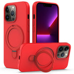 For iPhone 13 Pro Max Magnetic Case Ring Kickstand PC + Silicone Phone Cover