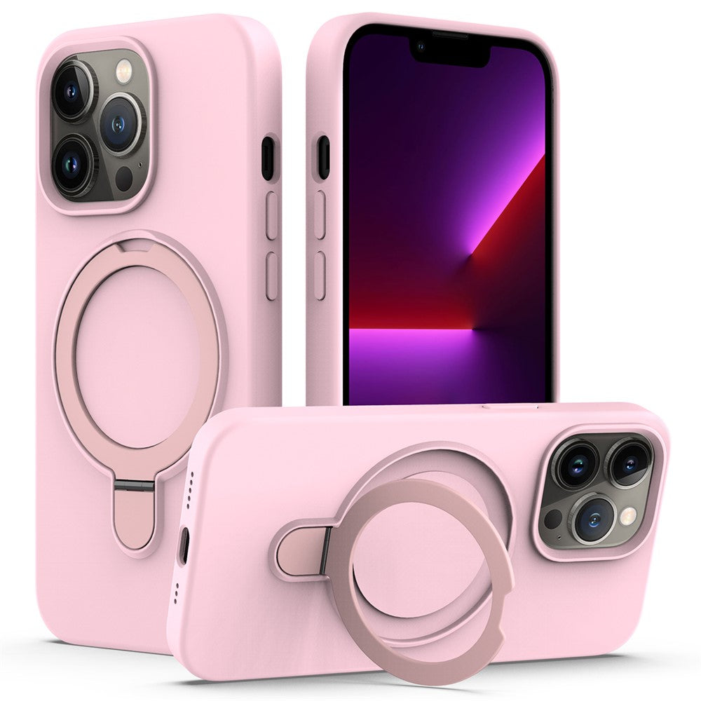 For iPhone 13 Pro Max Magnetic Case Ring Kickstand PC + Silicone Phone Cover