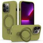 For iPhone 13 Pro Max Magnetic Case Ring Kickstand PC + Silicone Phone Cover