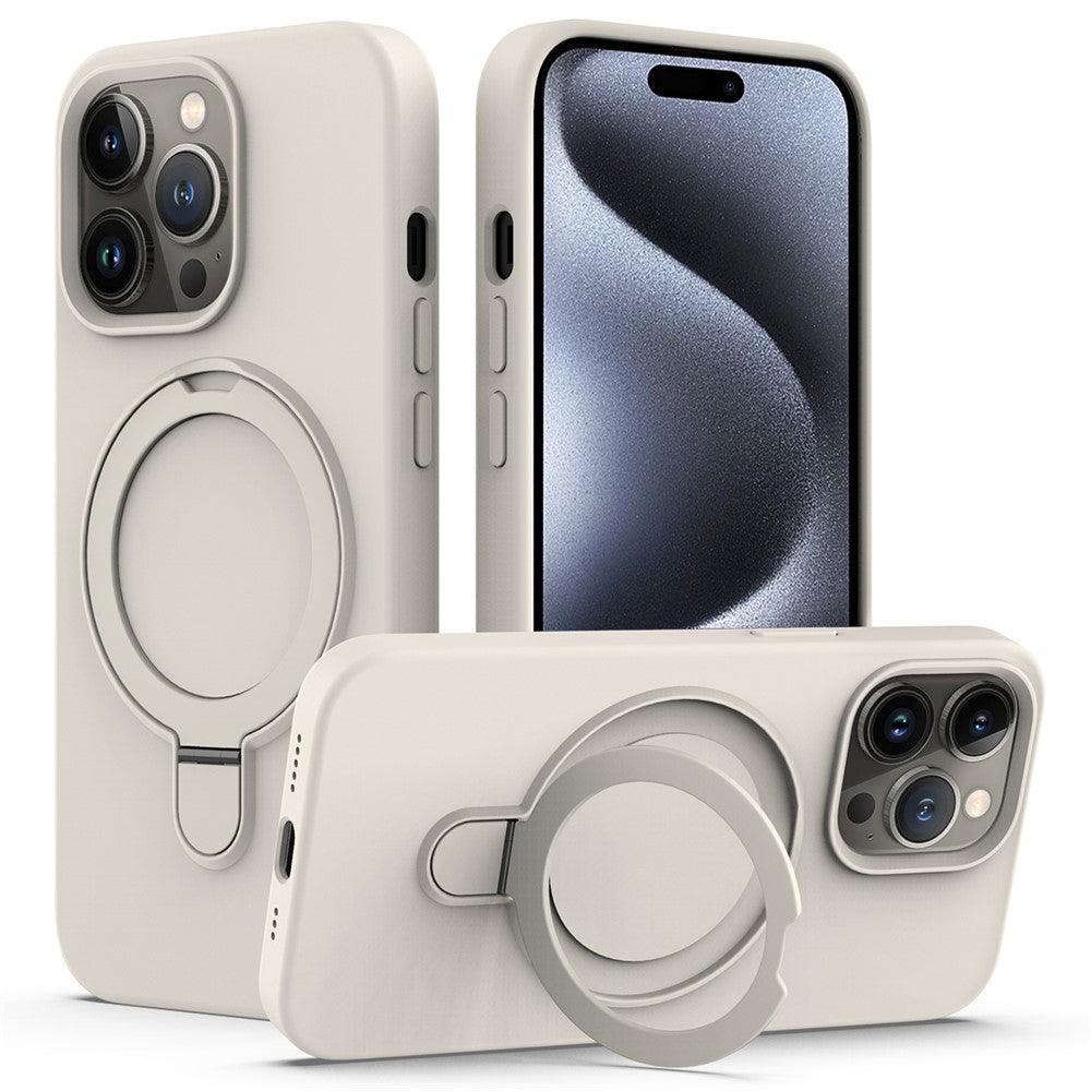 For iPhone 15 Pro Magnetic Case Ring Kickstand Anti-drop Phone Cover