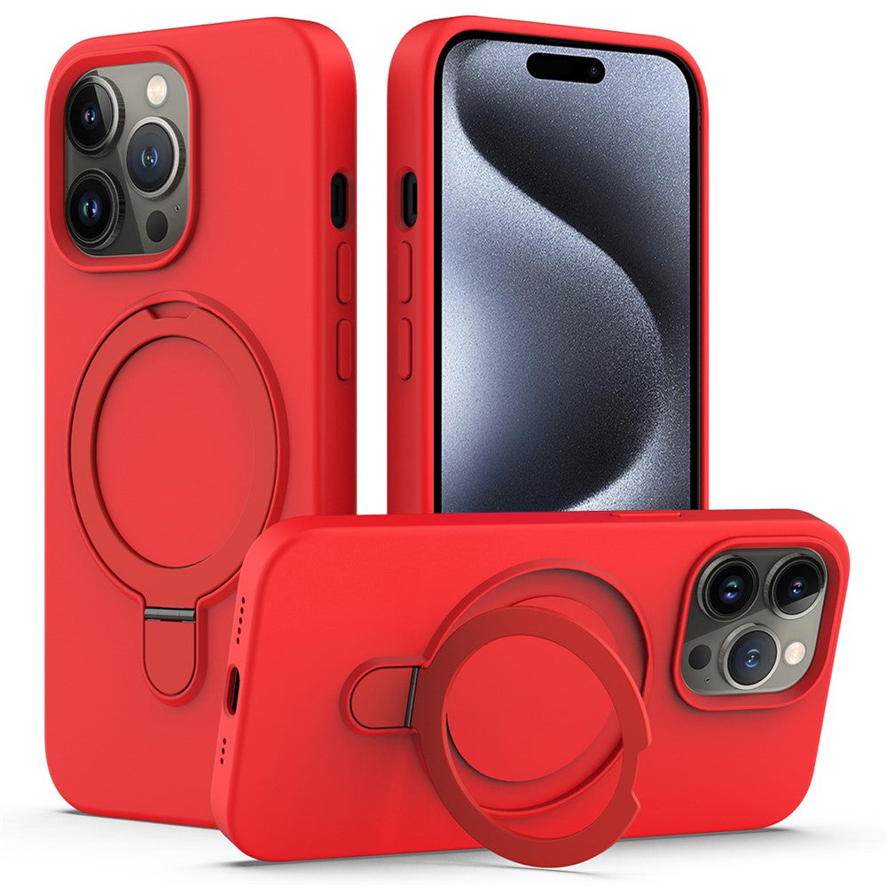 For iPhone 15 Pro Magnetic Case Ring Kickstand Anti-drop Phone Cover