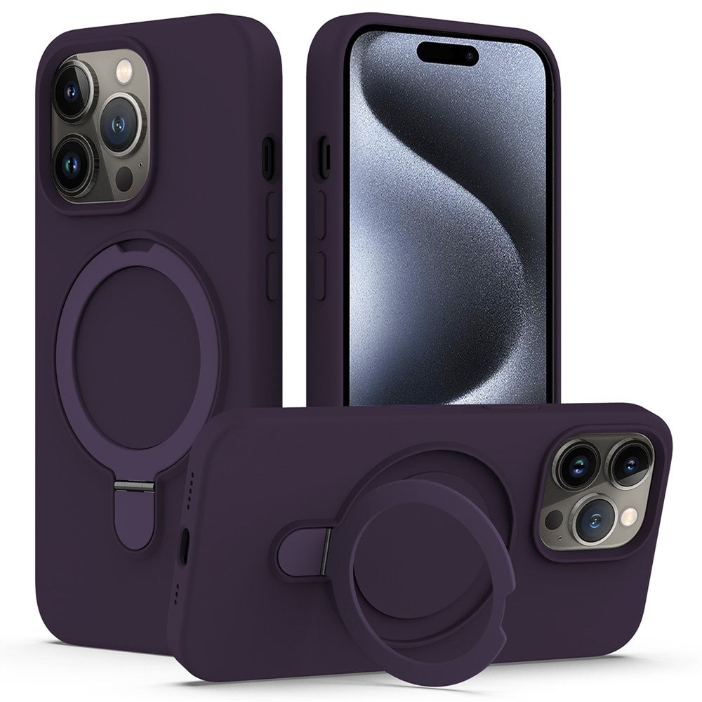 For iPhone 15 Pro Magnetic Case Ring Kickstand Anti-drop Phone Cover