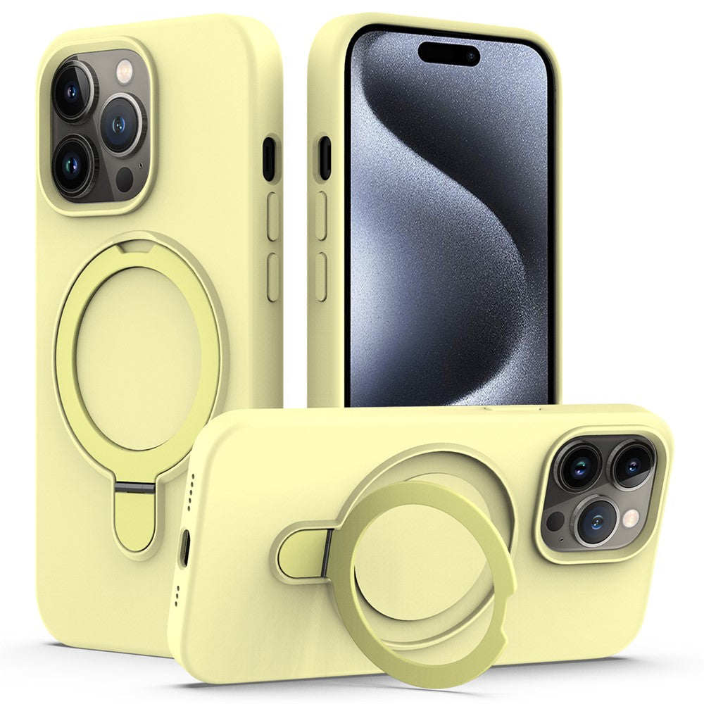 For iPhone 15 Pro Magnetic Case Ring Kickstand Anti-drop Phone Cover