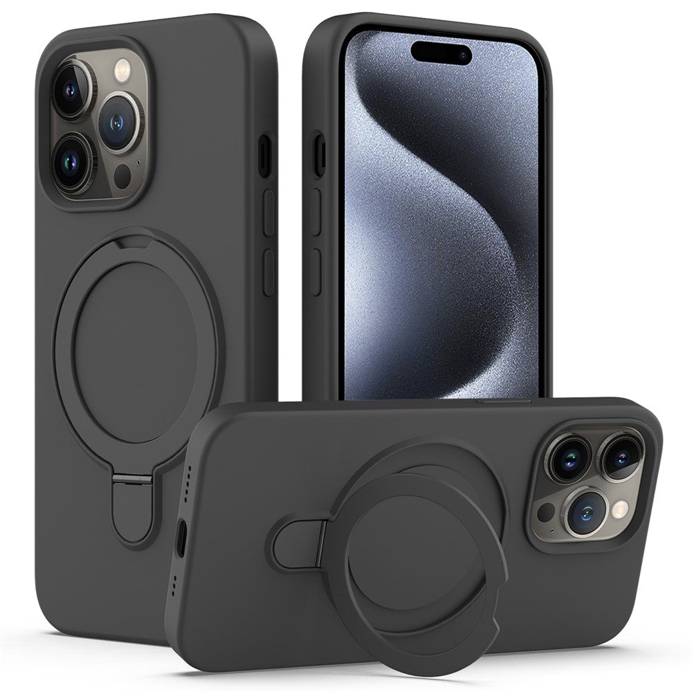 For iPhone 15 Pro Magnetic Case Ring Kickstand Anti-drop Phone Cover