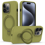 For iPhone 15 Pro Magnetic Case Ring Kickstand Anti-drop Phone Cover