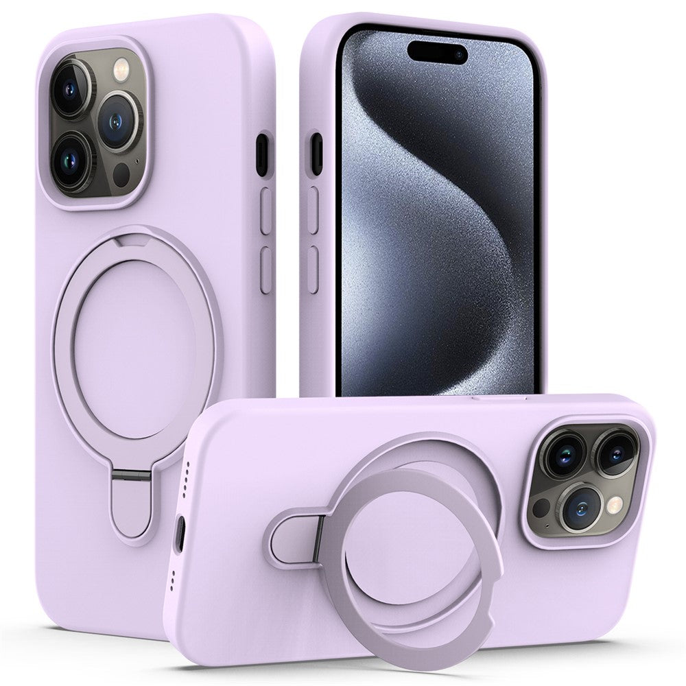 For iPhone 15 Pro Magnetic Case Ring Kickstand Anti-drop Phone Cover