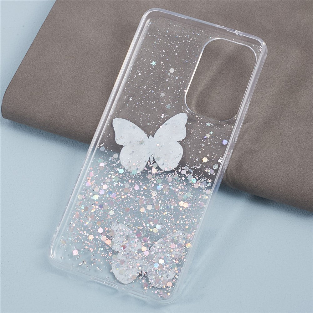 AW Series Case for Samsung Galaxy A23 5G (Global Version) / A23 4G Shell Sparkle Epoxy Butterfly Decor Big Rear Lens Hole Phone Cover
