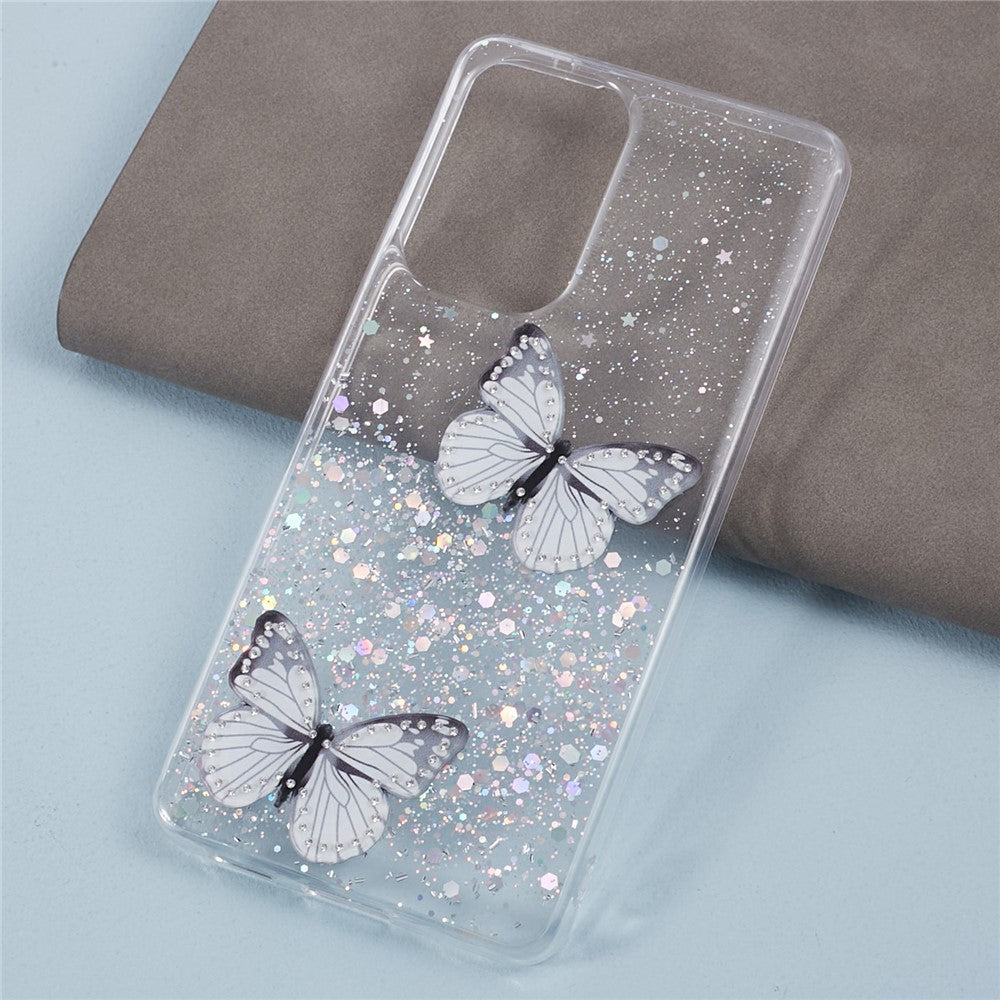 AW Series Case for Samsung Galaxy A23 5G (Global Version) / A23 4G Shell Sparkle Epoxy Butterfly Decor Big Rear Lens Hole Phone Cover