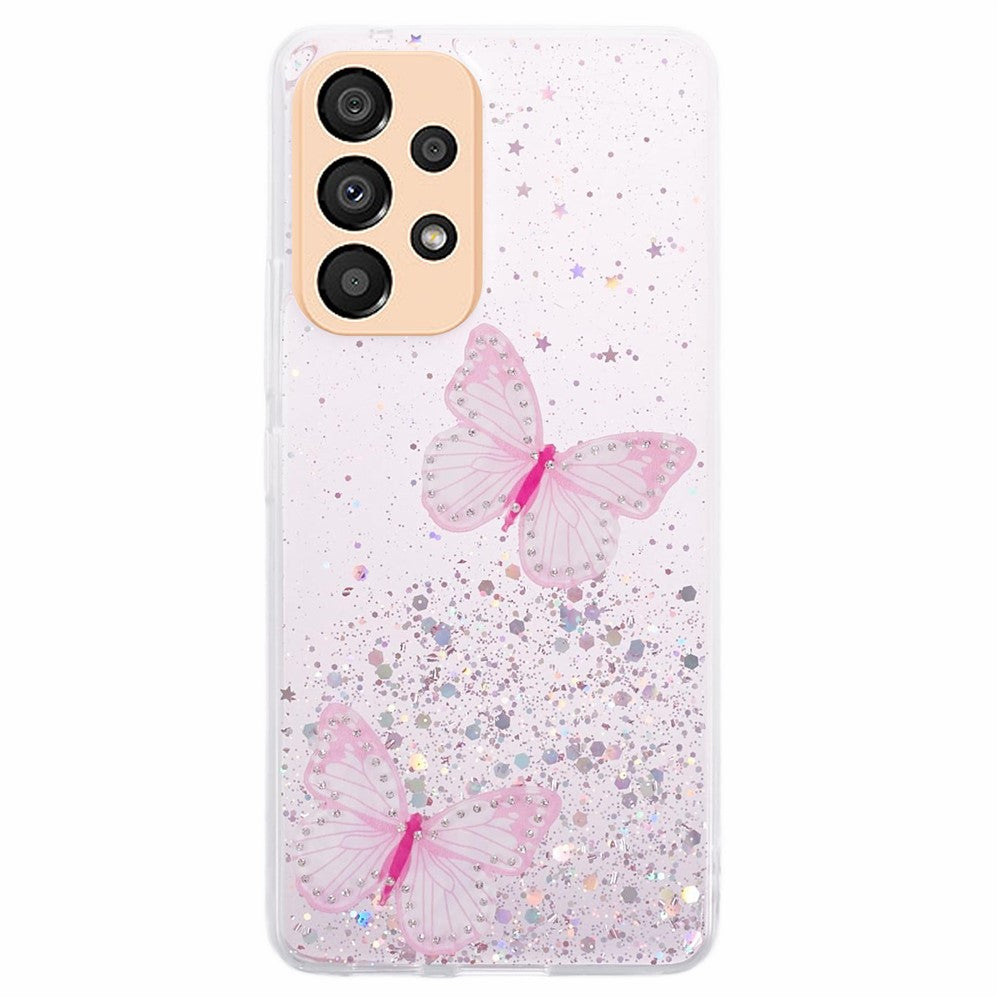 AW Series Case for Samsung Galaxy A23 5G (Global Version) / A23 4G Shell Sparkle Epoxy Butterfly Decor Big Rear Lens Hole Phone Cover