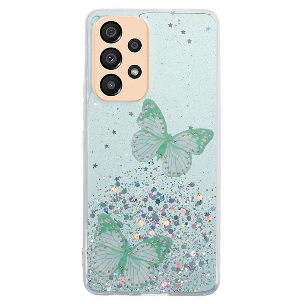 AW Series Case for Samsung Galaxy A23 5G (Global Version) / A23 4G Shell Sparkle Epoxy Butterfly Decor Big Rear Lens Hole Phone Cover