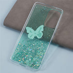 AW-serie til Samsung Galaxy A13 4G TPU+PVC Cover med glimmer og epoxy sommerfugledekoration, beskyttende bagcover