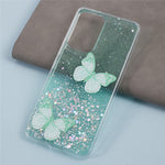 AW-serie til Samsung Galaxy A13 4G TPU+PVC Cover med glimmer og epoxy sommerfugledekoration, beskyttende bagcover