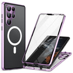 For Samsung Galaxy S24 Ultra Magnetic Case Tempered Glass+Matte PC Metal Frame Cover