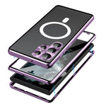 For Samsung Galaxy S24 Ultra Magnetic Case Tempered Glass+Matte PC Metal Frame Cover