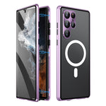 For Samsung Galaxy S24 Ultra Magnetic Case Tempered Glass+Matte PC Metal Frame Cover