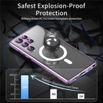 For Samsung Galaxy S24 Ultra Magnetic Case Tempered Glass+Matte PC Metal Frame Cover