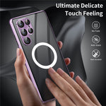 For Samsung Galaxy S24 Ultra Magnetic Case Tempered Glass+Matte PC Metal Frame Cover