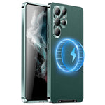 Magnetiskt skal för Samsung Galaxy S24 Ultra, metallram, läder + matt PC-skal