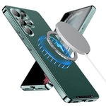 Magnetiskt skal för Samsung Galaxy S24 Ultra, metallram, läder + matt PC-skal