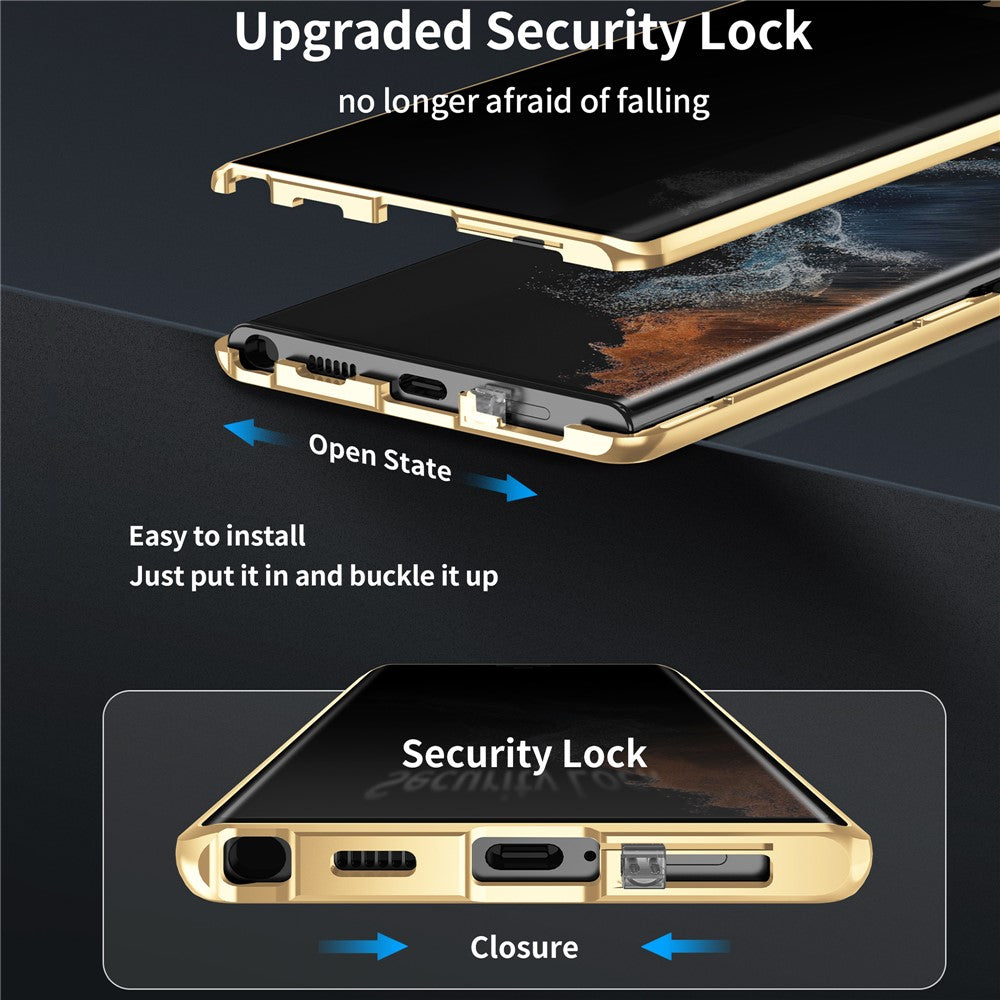 Samsung Galaxy S24+ skal, dubbelsidigt härdat glas, antispion-mobilskal