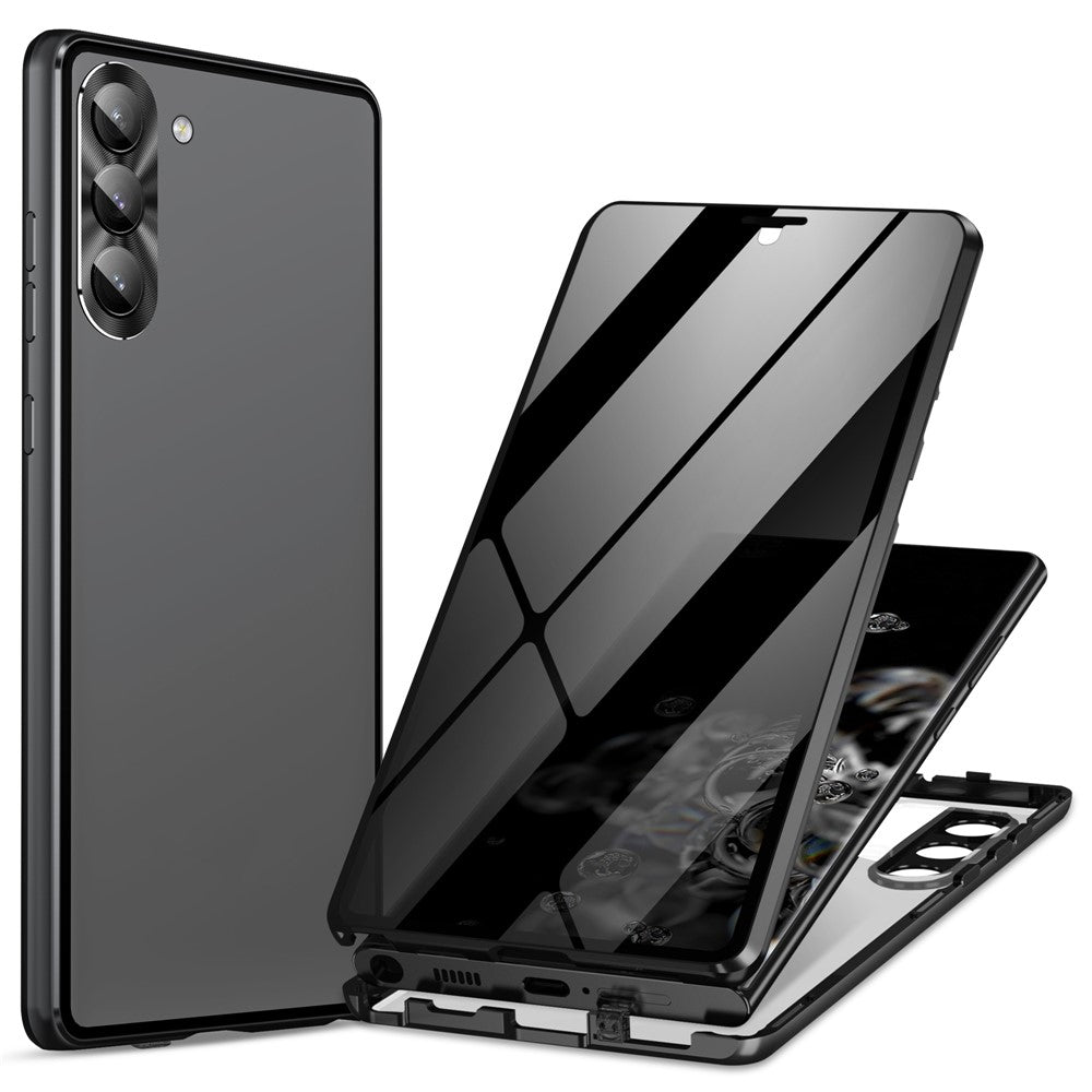 Samsung Galaxy S24+ skal, dubbelsidigt härdat glas, antispion-mobilskal